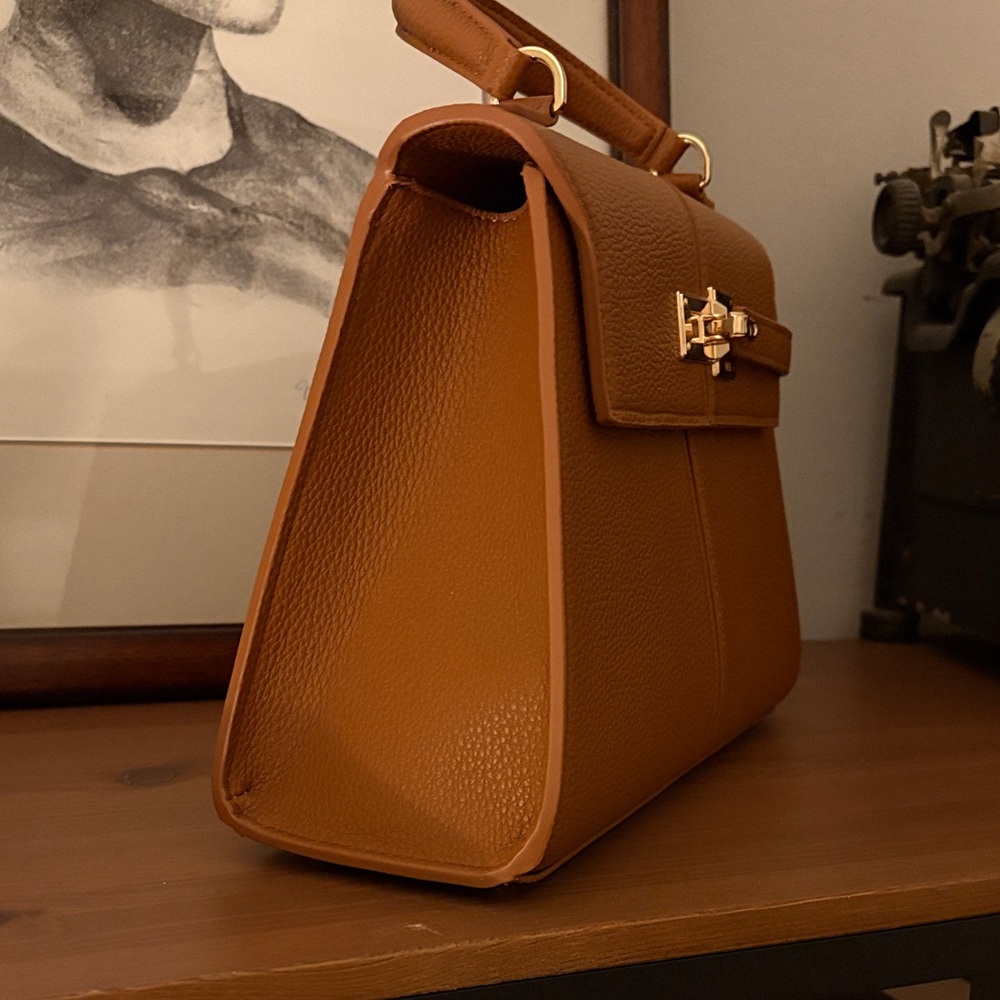 JW PEI Cognac Satchel Top-Handle Bag with Gold Hardware - Picture 3 of 8